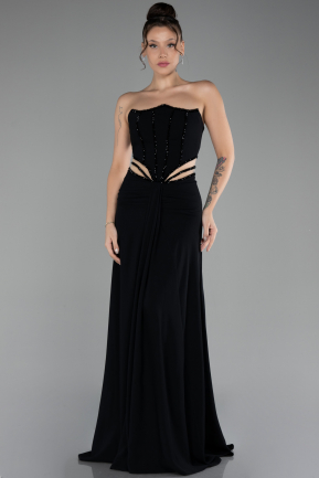 Black Strapless Long Evening Gown ABU4243