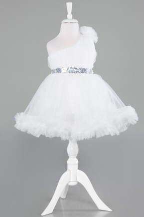 White Short Girl Dress ABK2141