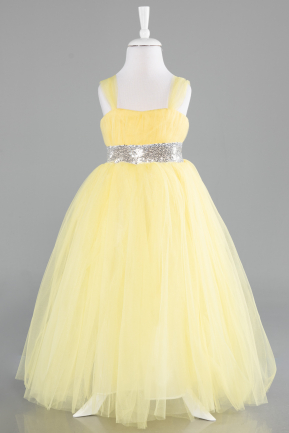 Yellow Long Girl Dress ABU3031