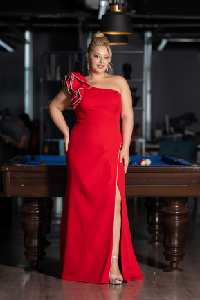 Red Long Plus Size Engagement Dress ABU3911