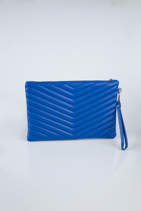 Sax Blue Leather Evening Bag KC413