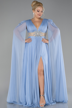 Long Light Blue Plus Size Engagement Dress ABU4259