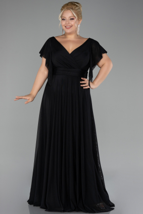 Long Black Plus Size Evening Dress ABU4263