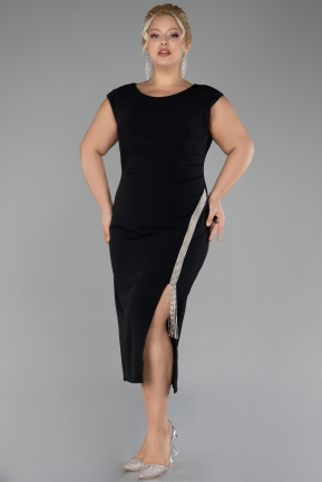 Black Midi Plus Size Party Dress ABK2058