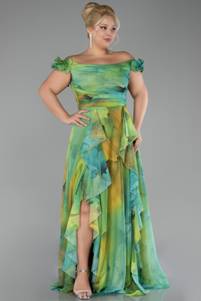 Long Green Plus Size Evening Gown ABU4364