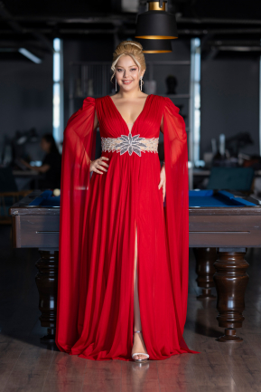 Long Red Plus Size Engagement Dress ABU4259