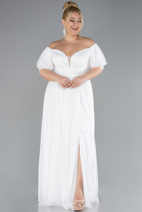 White Long Plus Size Evening Dress ABU3615