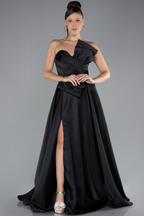 Black Long Satin Evening Dress ABU4222