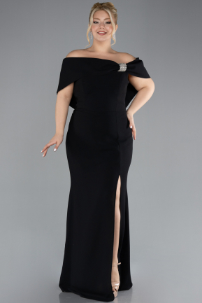 Long Black Plus Size Evening Gown ABU3945