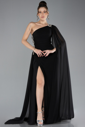 Long Black Chiffon Evening Dress ABU4406