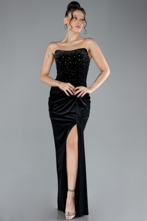 Long Black Velvet Evening Dress ABU4405