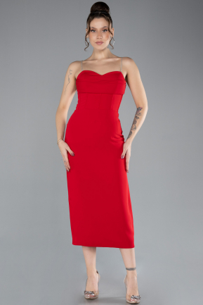 Midi Red Plus Size Cocktail Dress ABK2178