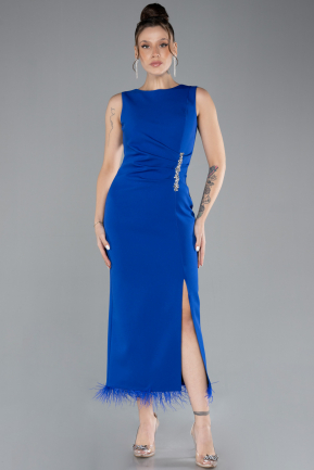 Sax Blue Sleeveless Slit Midi Party Dress ABK2169