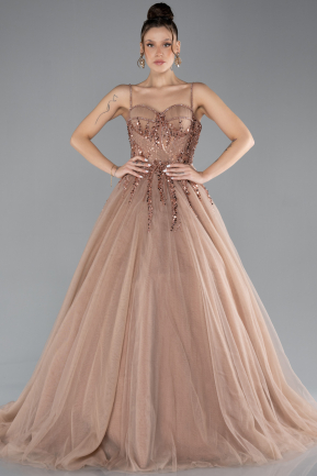 Long Copper Designer Evening Dress ABU4485