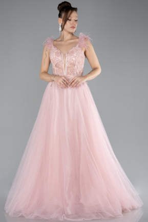 Power Color Sleeveless Beaded Long Tulle Prom Dress ABU4491