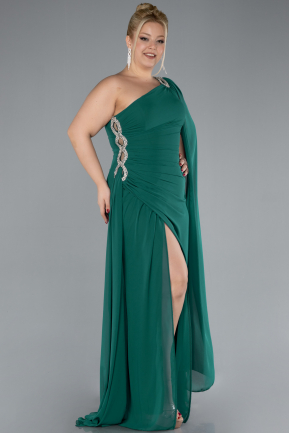 Long Emerald Green Chiffon Formal Plus Size Dress ABU4407