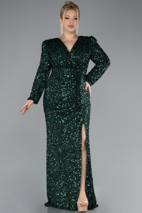 Emerald Green Long Scaly Plus Size Engagement Dress ABU4373