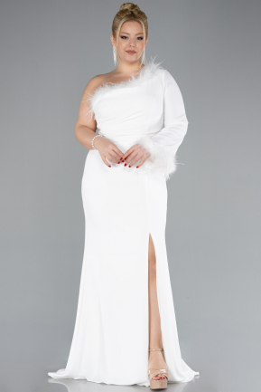 White Long Plus Size Evening Dress ABU3518