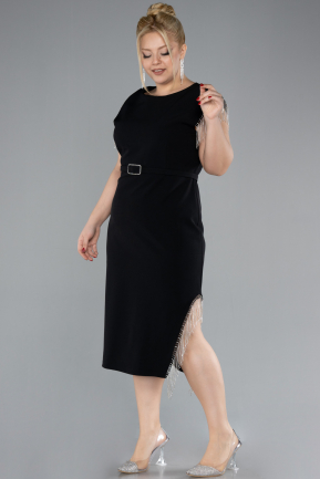 Black Sleeveless Midi Plus Size Party Dress ABK2193