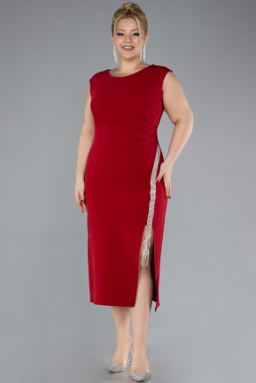 Red Sleeveless Midi Plus Size Party Dress ABK2058