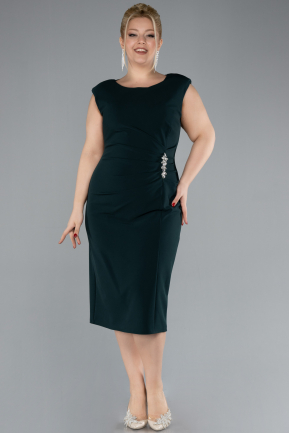 Emerald Green Sleeveless Midi Plus Size Party Dress ABK2190