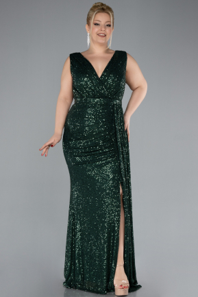 Green Long Scaly Plus Size Evening Dress ABU3194