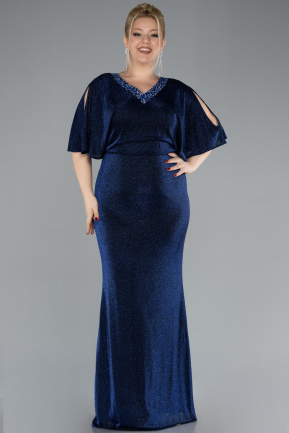 Long Navy Blue Plus Size Evening Dress ABU3743