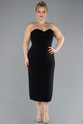 Midi Black Plus Size Cocktail Dress ABK2178