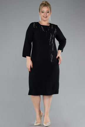 Black Capri Sleeve Midi Plus Size Invitation Dress ABK2197