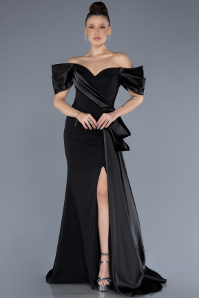 Black Strapless Slit Long Evening Gown ABU4562