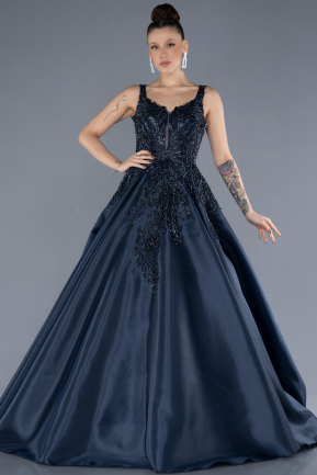 Long Navy Blue Plus Size Haute Couture Dress ABU4557