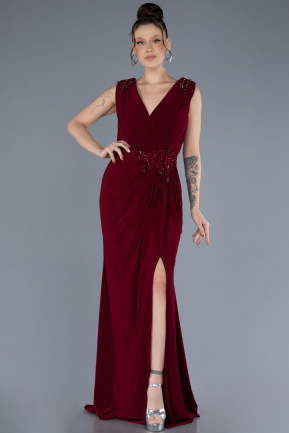 Burgundy Long Plus Size Evening Dress ABU2854