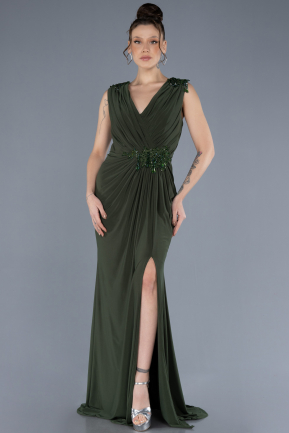 Oil Green Long Plus Size Evening Dress ABU2854