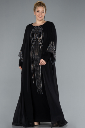 Long Black Chiffon Formal Plus Size Dress ABU4630