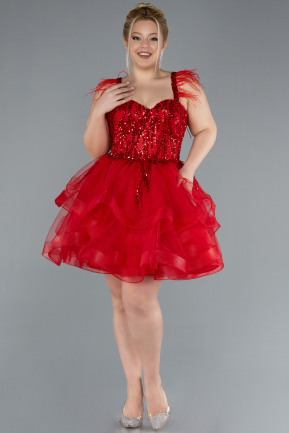 Red Short Plus Size Engagement Dress ABK2087