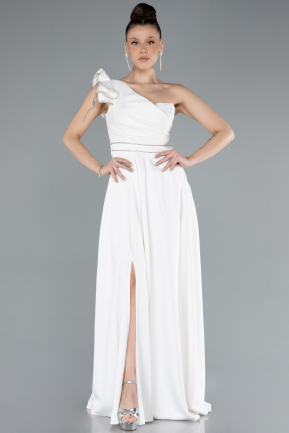 Long White Satin Evening Dress ABU4658