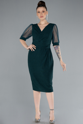 Short Emerald Green Plus Size Cocktail Dress ABK2247