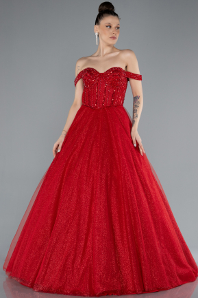 Long Red Special Design Engagement Dress ABU4655