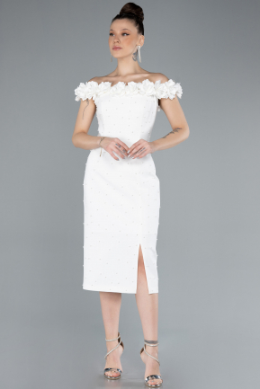 Midi White Cocktail Dress ABK2248