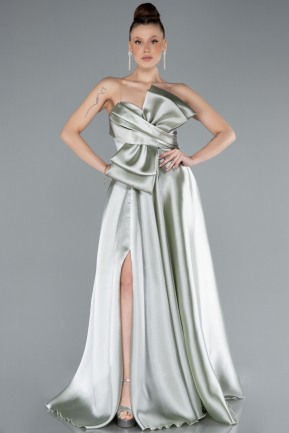 Mint Strapless Slit Long Satin Prom Dress ABU4680