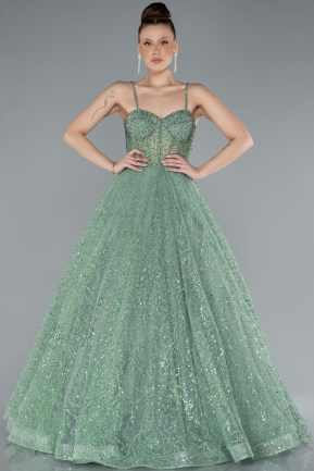 Mint Strappy Glitter Long Ball Gown ABU3839