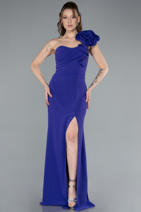 Purple Rose One Shoulder Slit Long Evening Gown ABU4695