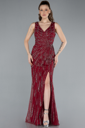 Long Burgundy Mermaid Evening Gown ABU4714