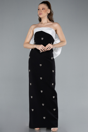 Long Black-White Evening Dress ABU4716