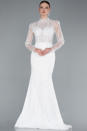 Long White Wedding Dress ABG105