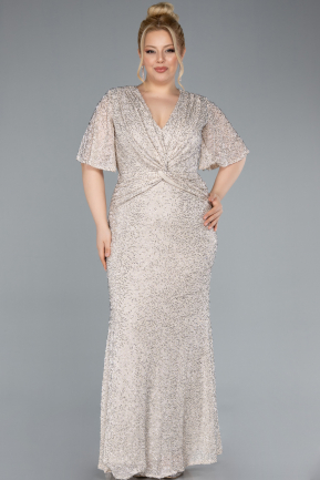 Beige Long Plus Size Evening Gown ABU4542