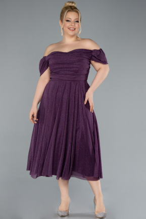 Midi Dark Purple Plus Size Cocktail Dress ABK2259