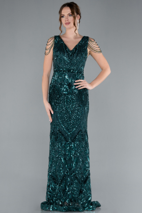 Emerald Green Long Scaly Mermaid Evening Dress ABU3842