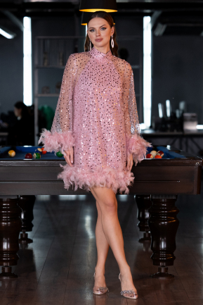 Short Powder Color Scaly Cocktail Dress ABK2202