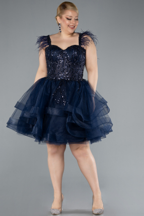 Navy Blue Short Plus Size Engagement Dress ABK2087